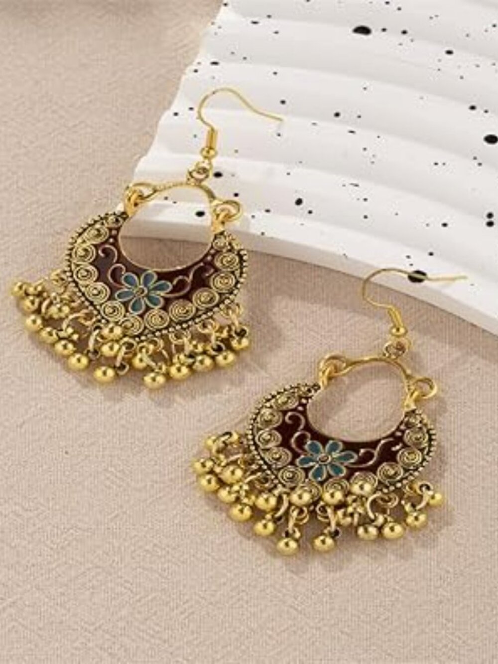 NEW Boho Statement Drop Dangle‎ Earrings Bohemian Ethnic Handmade Beaded Gold